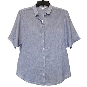 BEACHLUNCHLOUNGE  Short Sleeve Button Down Shirt - Blue Pinstripe - NWT - Small